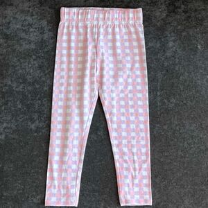 Rae Dunn Pink Checkered Kids Leggings Pastel Summer Loungewear Aesthetic Pants